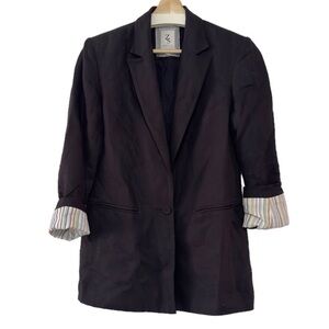 Anthropologie Zachary's Smile White Label Blazer Black Linen Button Suit Jacket‎